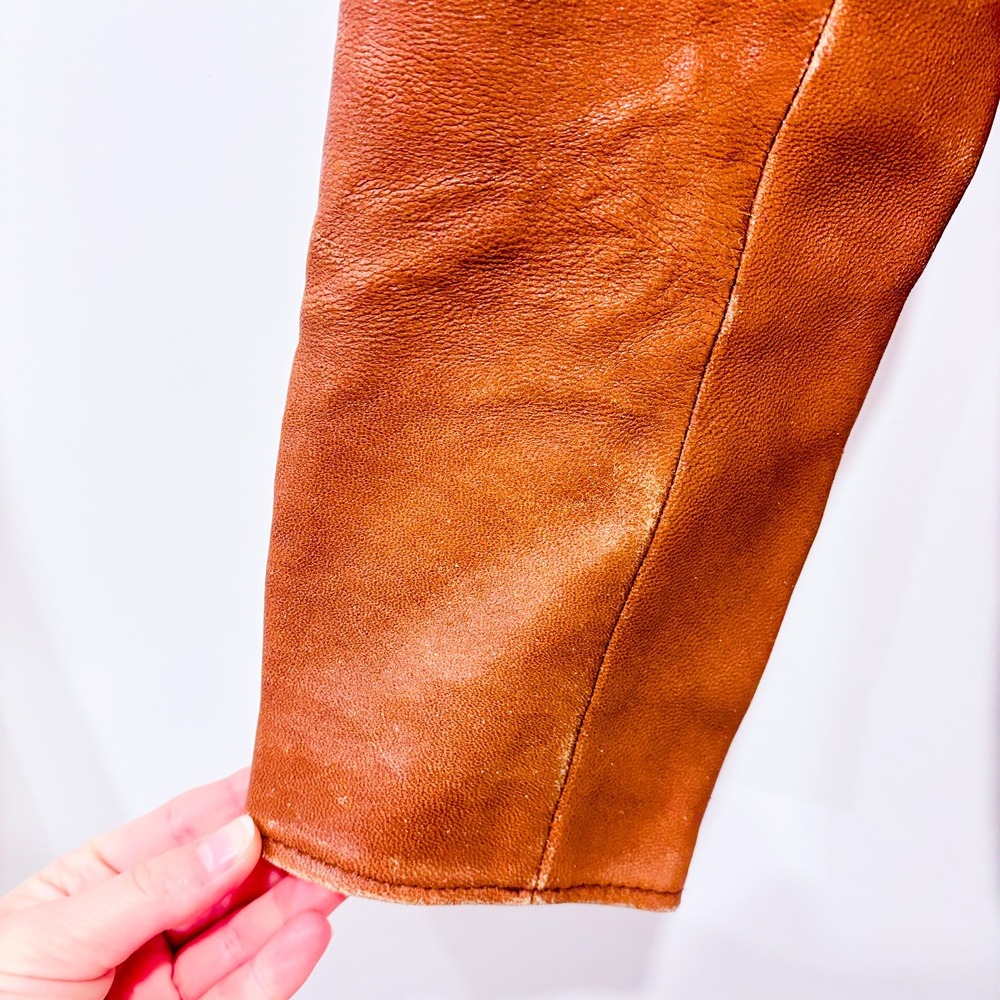 VERA PELLE Taupe leather jacket | Vintage minimalist | Small - Picture 4 of 14